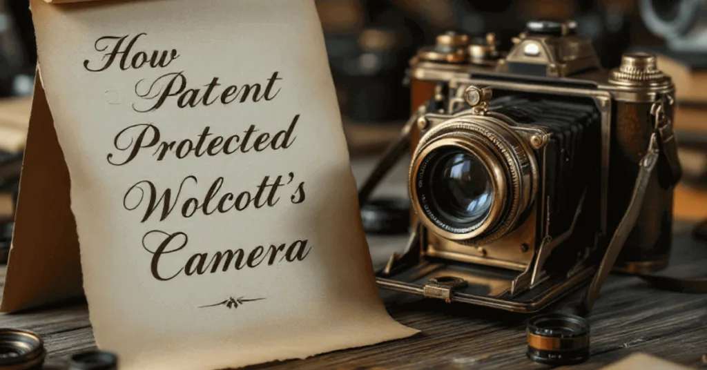 image of a camera with a note next to it that says "How Patent Protected Wolcott’s Camera"