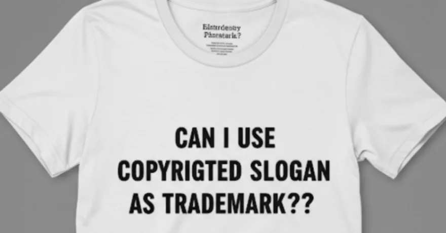 an image of a T-shirt where it is written can i Use Copyrighted Slogan as  Trademark